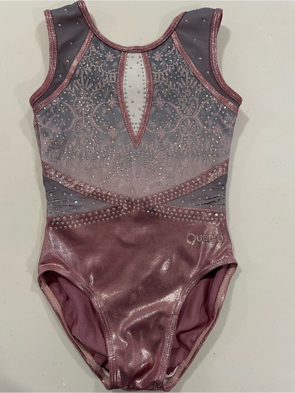 Quatro CM rose gold crystal leotard